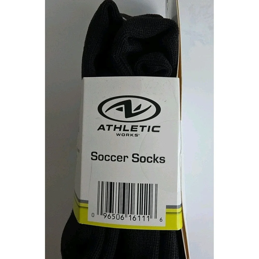 Athletic Works Youth SOCCER Socks Unisex 2 pair BLACK NEW